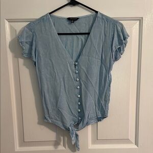 Blue Button-Down Women's Top